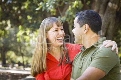 Attractive Mixed Race Couple Enjoying A Day At The Park