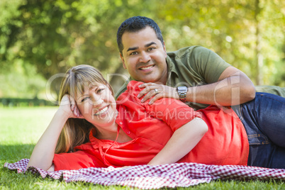 Attractive Mixed Race Couple Portrait at the Park