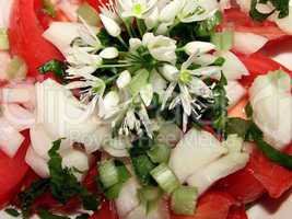 tomato salad with wild onion flower