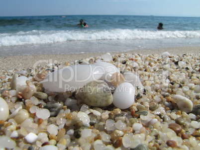 beautiful different coloured gravel on the Tripiti beach, Thassos, Greece