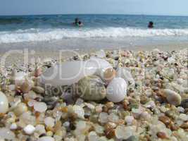 beautiful different coloured gravel on the Tripiti beach, Thassos, Greece