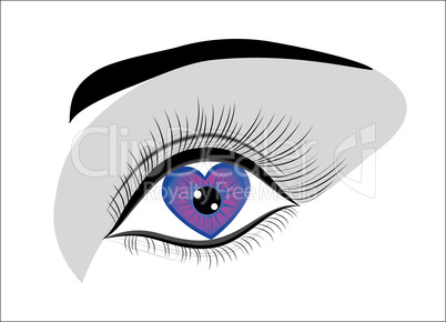 Woman eye with love heart. Valentine day background.