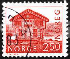 Postage stamp Norway 1983 Log House, Breiland, Norway