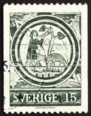 Postage stamp Sweden 1971 The Prodigal Son, 13th Century