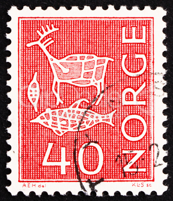 Postage stamp Norway 1963 Rock Carvings