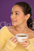 Beautiful woman drinking tea