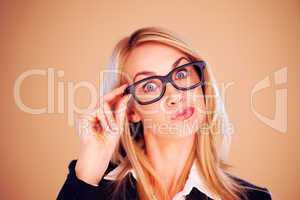 Surprised professional woman in glasses