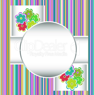 cute happy birthday card with flowers. vector illustration