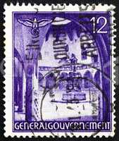 Postage stamp Poland 1941 Courtyard and Statue of Copernicus