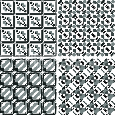 Set of monochrome geometrical patterns. Vector illustration