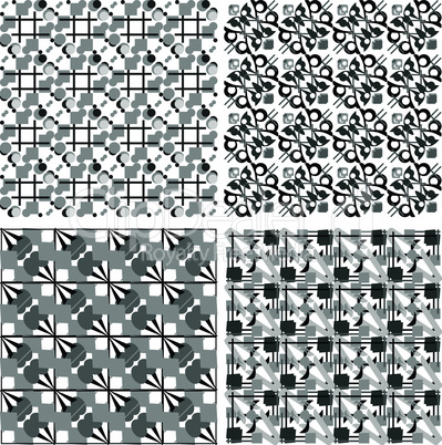 Set of black and white geometric seamless patterns. Vector backgrounds collection