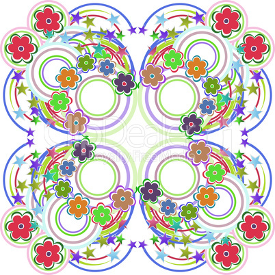 Seamless retro colourfull flower pattern - vector