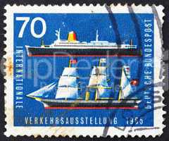 Postage stamp Germany 1965 Sailing Ship and Ocean Liner
