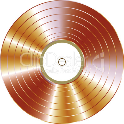 gold vinyl record isolated on white background. vector