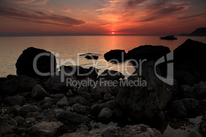 sunset on the Black Sea. Crimea, Ukraine