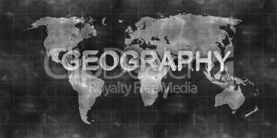 world map geography draw on chalkboard