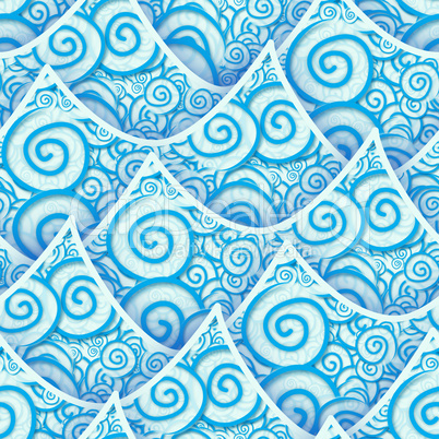 seamless pattern blue cyan sea wave