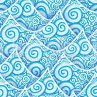 seamless pattern blue cyan sea wave