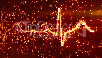 digital pixel EKG electrocardiogram orange background