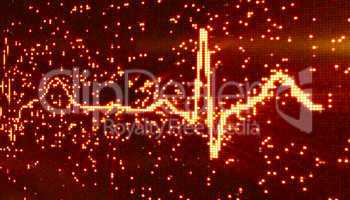 digital pixel EKG electrocardiogram orange background