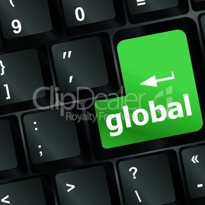 Global button on the keyboard - business concept - vector