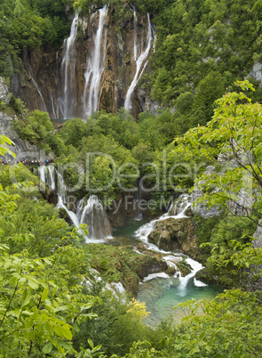Waterfalls and lakes in Plitvice National Park, Croatia