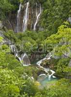 Waterfalls and lakes in Plitvice National Park, Croatia