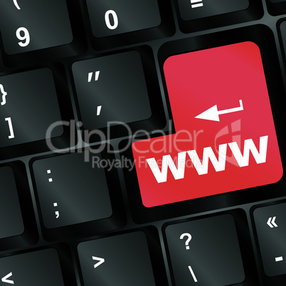 www concept with red key on computer keyboard - vector