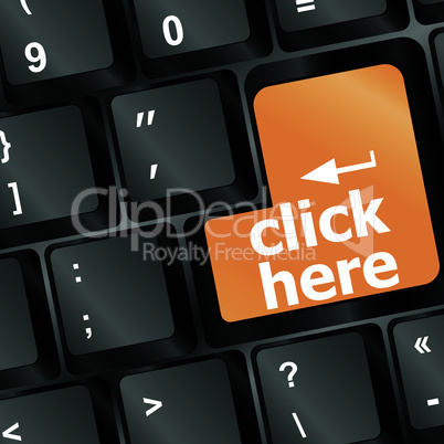 Keyboard with click here button, internet business concept