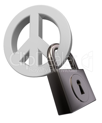 peace-symbol und vorhängeschloss