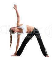 Beauty young girl posing yoga in fitness costume