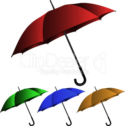 Set of umbrellas on white background