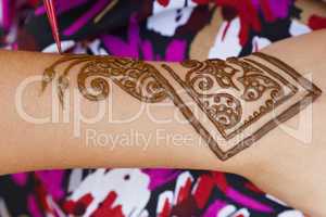 Henna art on woman's hand