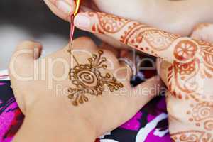 Henna art on woman's hand