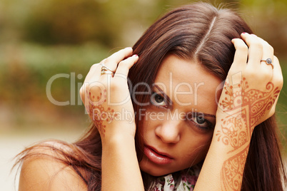 Beautiful girl painted Mehandi