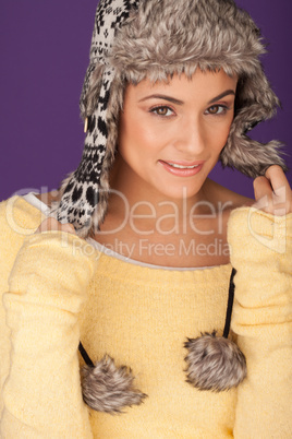 Beautiful woman in warm winter hat