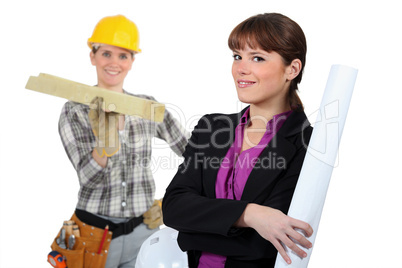 Woman carpenter and woman architect