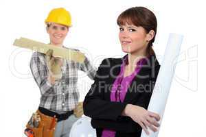 Woman carpenter and woman architect