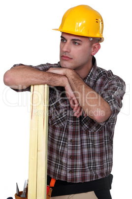 A pensive carpenter.