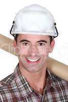 Closeup of a man in a hardhat