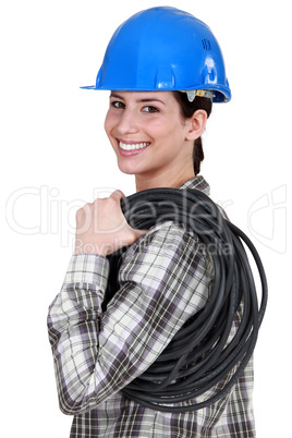 A female electrician.