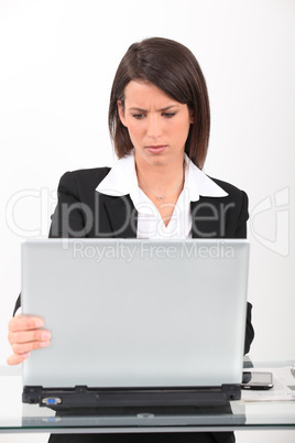 Brunette having technical issues with computer