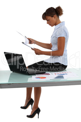 Woman reviewing the results of a market research
