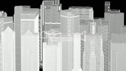 Wire frame cityscape, seamless loop