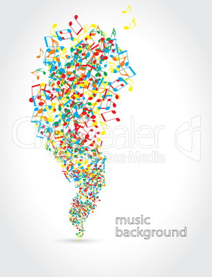 abstract music background with musical notes on white