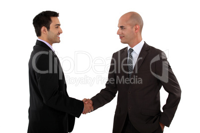 Two businessmen shaking hands.