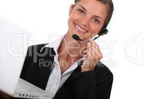 hotline operator with a computer