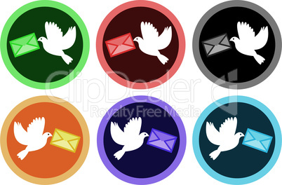 vector icons of doves with letters