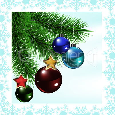 vector xmas tree branches with decoration