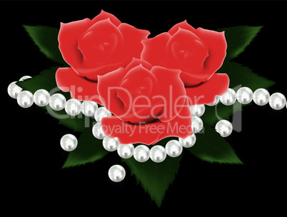 vector roses and pearl beads